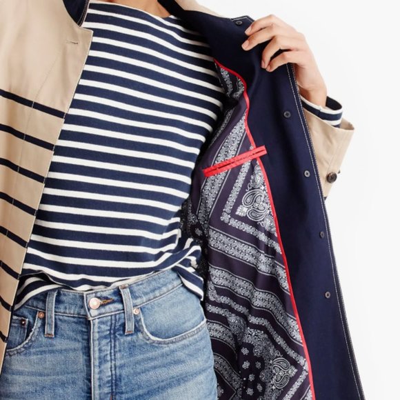 J Crew Collection stripe trench coat sz 2 - Picture 3 of 6